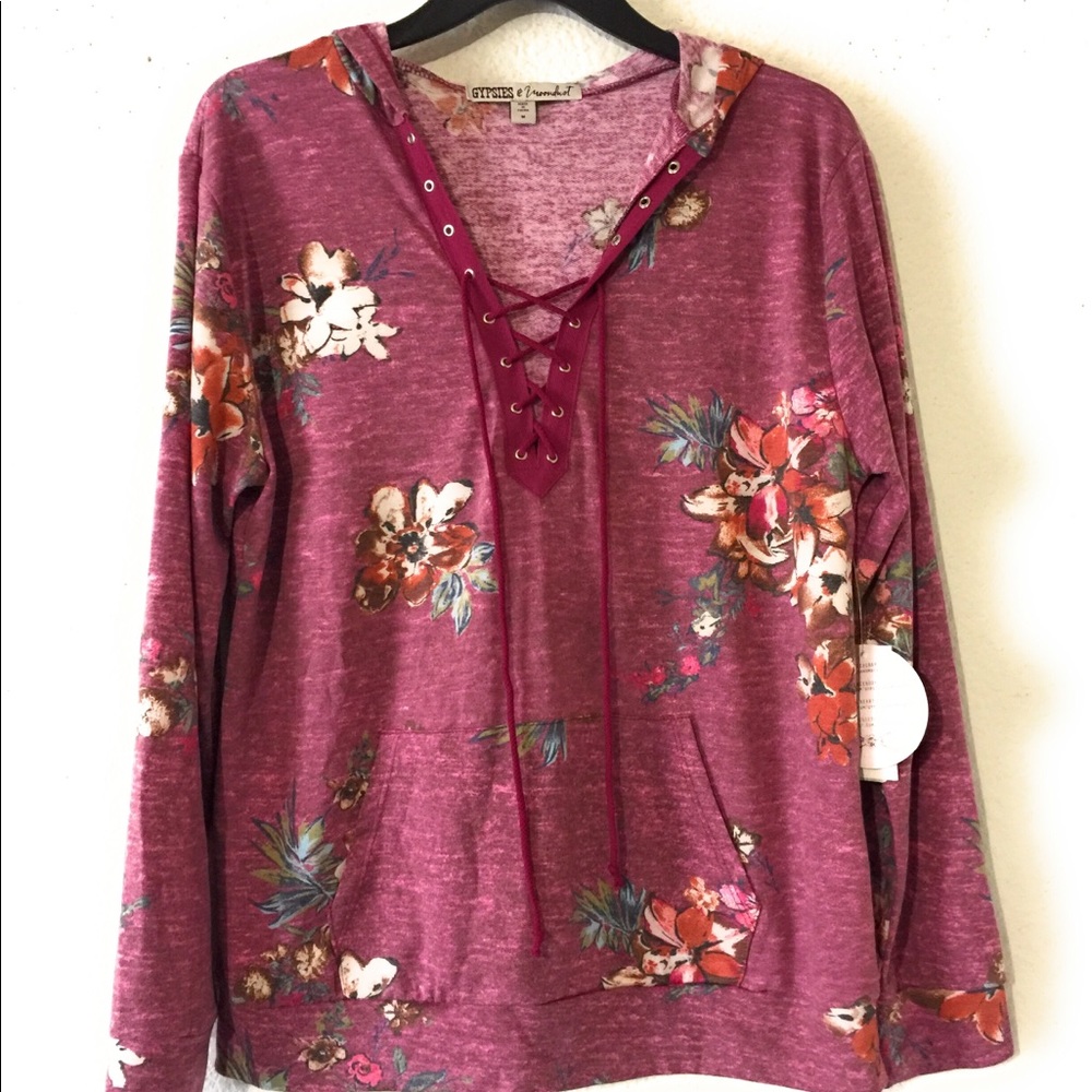 Gypsies & Moondust Juniors' Printed Lace-Up Hoodie